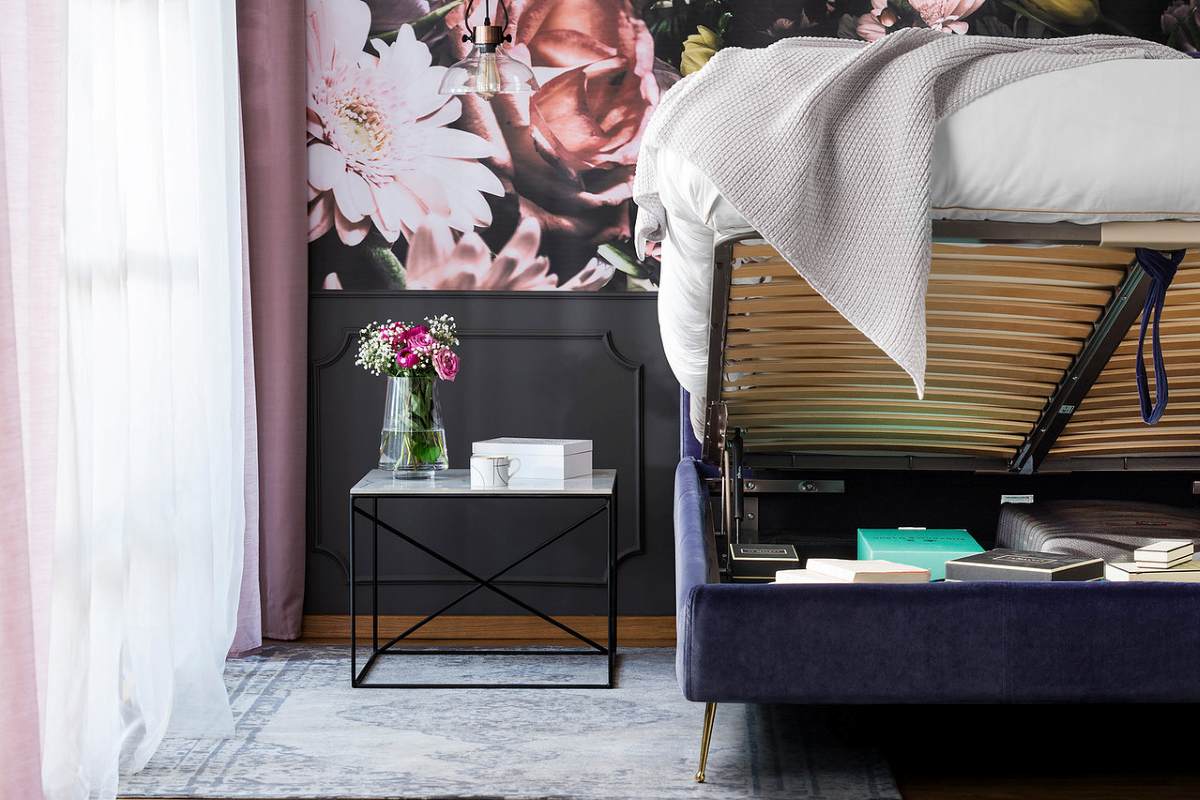 mirage storage bed in aplaka indigo colour